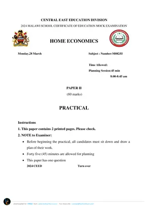 2024 CEED MSCE Mock Home Economics Paper II with Answers - Preview