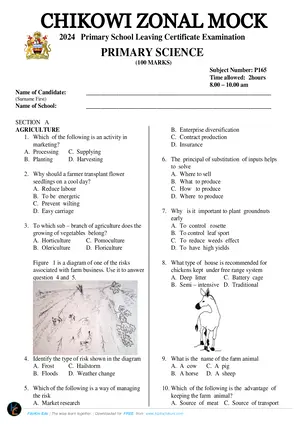 2024 Chikowi Zonal PSLCE Primary Science - Preview
