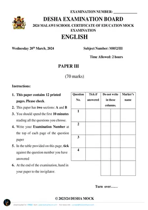 2024 DESHA MSCE English Paper III - Preview