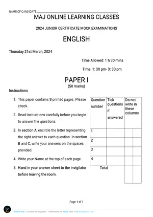 2024 MAJ JCE English Paper 1 - Preview