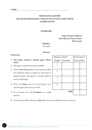 2024 Maranatha MSCE Chemistry Mock II - Preview