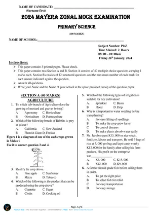 2024 Mayera Zone PSLCE Primary Science - Preview