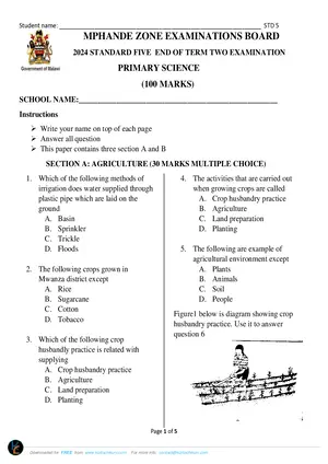2024 Mphande Zone Standard 5 Term 2 Primary Science Past Paper - Preview