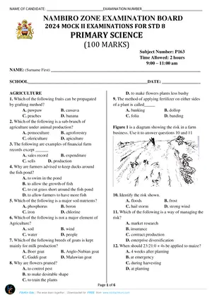 2024 Nambiro PSLCE Primary Science Mock 2 - Preview