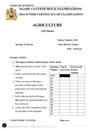 2024 Ngabu JCE Agriculture Mock - Preview