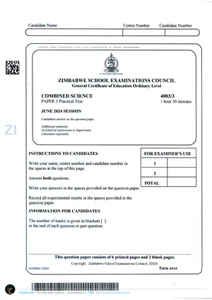 2024 ZimSEC GCE O-Level Combined Science Paper 3 June Session - Preview