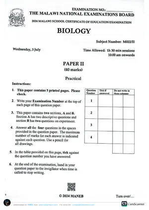 2024 MANEB MSCE Biology Paper 2 (Practical) - Preview