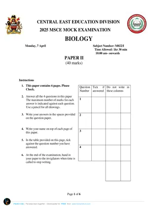 2025 CEED MSCE Biology Paper II - Preview