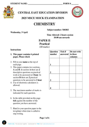 2025 CEED MSCE Chemistry Paper II Mock - Preview