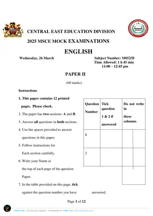 2025 CEED MSCE English Paper II Mock - Preview