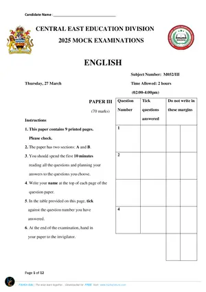 2025 CEED MSCE English Paper III Mock - Preview