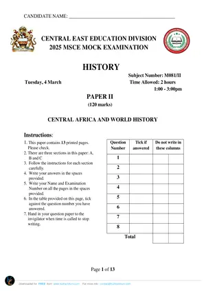 2025 CEED MSCE History Paper II - Preview