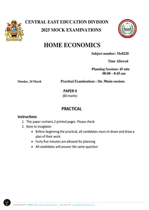 2025 CEED MSCE Home Economics Paper II - Preview