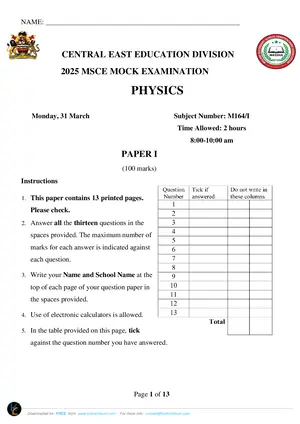 2025 CEED MSCE Physics Paper I - Preview