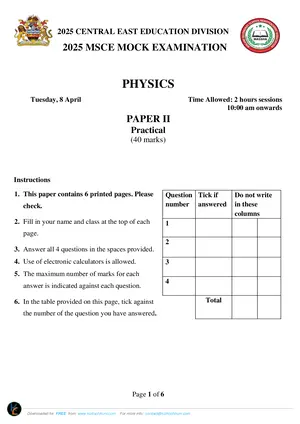 2025 CEED MSCE Physics Paper II - Preview