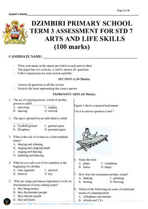 2025 DZIMBIRI SCHOOL Standard 7 Term 3 Chichewa Past Paper - Preview