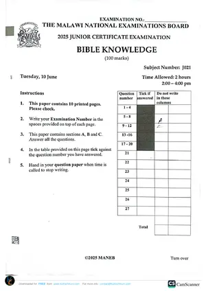 2025 MANEB JCE Bible Knowledge - Preview