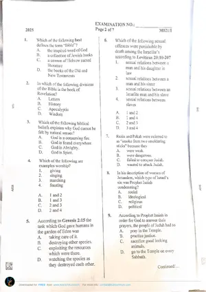 2025 MANEB MSCE Bible Knowledge Paper I Past Paper - Preview