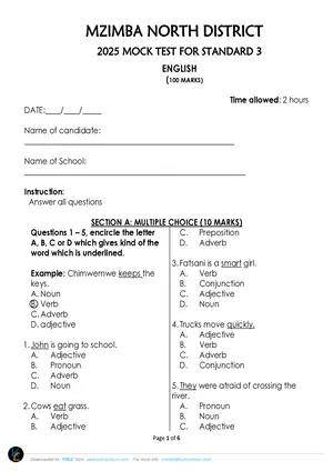 2025 Mzimba North Standard 3 Term 3 English - Preview