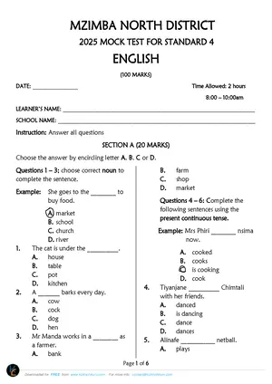 2025 Mzimba North Standard 4 Term 3 English - Preview