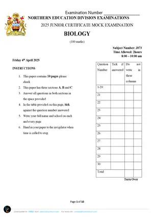2025 NED JCE Biology Mock - Preview