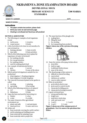 2025 Nkhamenya Standard 6 Pre-Zonal Term 3 Primary Science Past Paper - Preview