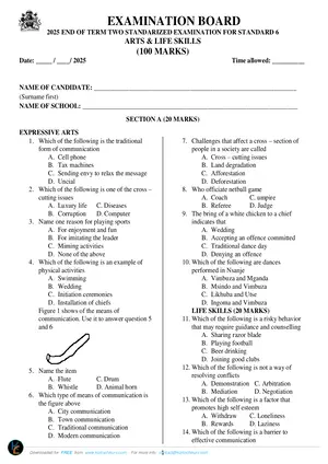 2026 Kambilonjo Primary School Arts and Life Skills Standard 6 Term 2 Examinations - Preview