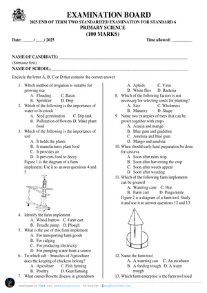 2025 Kambilonjo Primary School Primary Science Standard 6 Term 2 Examinations - Preview