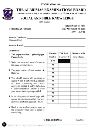 2026 Albrimas Social and Bible Knowledge 1st Mock - Preview