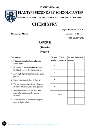2026 BSS Cluster MSCE Mock Chemistry Paper II - Preview