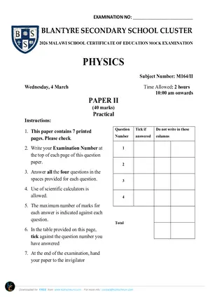 2026 BSS Cluster MSCE Mock Physics Paper 2 - Preview