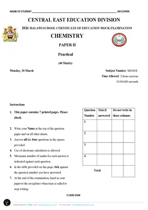 2026 CEED MSCE Chemistry Paper II - Preview