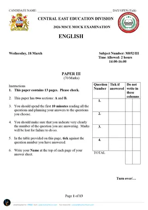 2026 CEED MSCE English Paper III - Preview