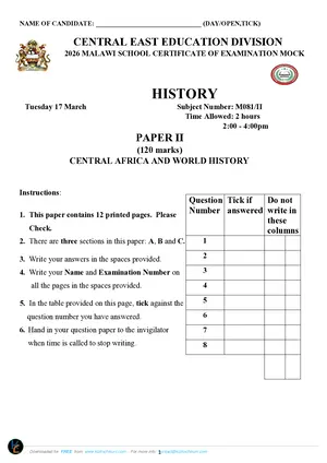 2026 CEED MSCE History Paper II - Preview
