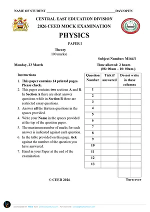 2026 CEED MSCE Physics Paper I - Preview