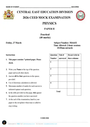 2026 CEED MSCE Physics Paper II - Preview