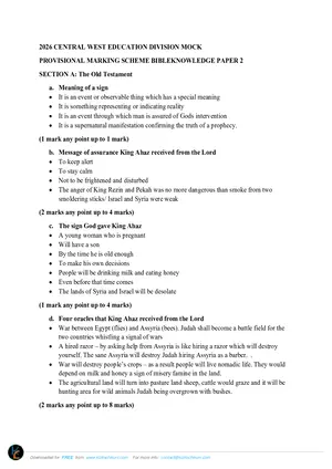 2026 CWED MSCE Bible Knowledge Paper 2 Mock with Answers - Preview
