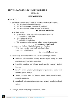 2026 CWED MSCE History Paper II Mock with Answers - Preview
