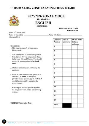 2026 Chimwalira Zone PSLCE English Mock Paper - Preview