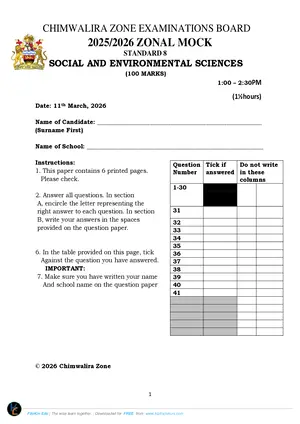 2026 Chimwalira Zone PSLCE Social and Religious Studies Mock Paper - Preview