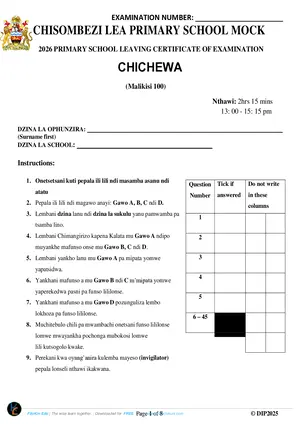 2026 Chisombezi LEA PSLCE Chichewa Mock - Preview