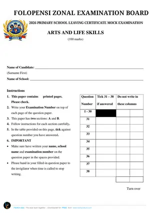 2026 Folopensi Zone PSLCE Arts & Life Skills Mock - Preview