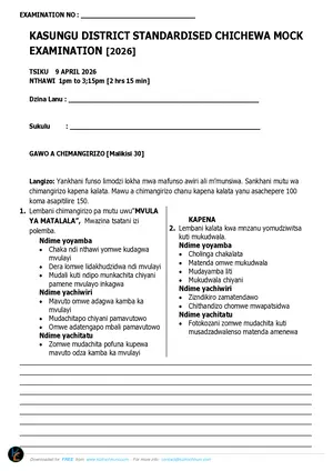 2026 Kasungu District PSLCE Chichewa mock paper - Preview