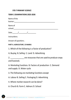2026 Mafutsa Standard 7 Term 1 Primary Science - Preview