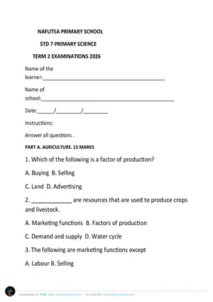 2026 Mafutsa Standard 7 Term 2 Primary Science - Preview