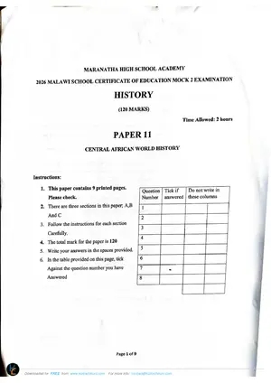 2026 Maranatha MSCE History Paper 2 Mock 2 - Preview