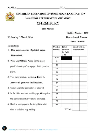 2026 NED JCE Chemistry Mock - Preview