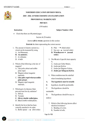 2026 NED JCE Physics Mixed with Answers - Preview