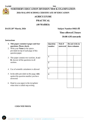 2026 NED MSCE Agriculture Paper II Mock with Answers - Preview