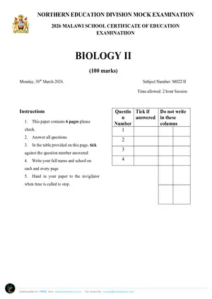 2026 NED MSCE Biology Paper II Mock with Answers - Preview